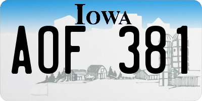 IA license plate AOF381