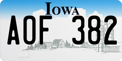 IA license plate AOF382