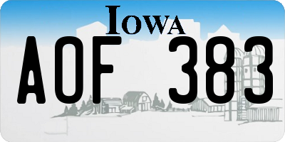 IA license plate AOF383
