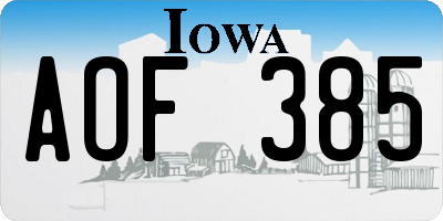 IA license plate AOF385