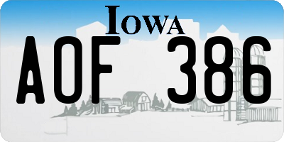IA license plate AOF386
