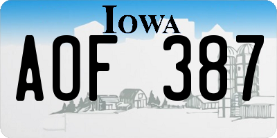 IA license plate AOF387