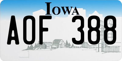 IA license plate AOF388
