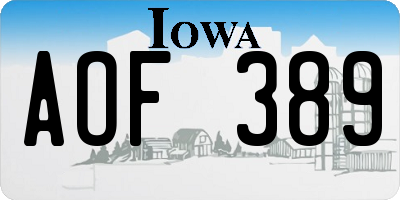 IA license plate AOF389
