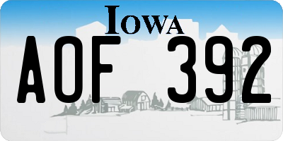 IA license plate AOF392
