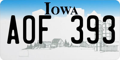 IA license plate AOF393