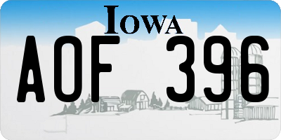 IA license plate AOF396