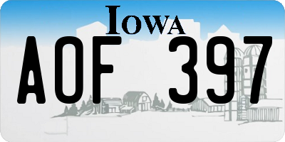 IA license plate AOF397