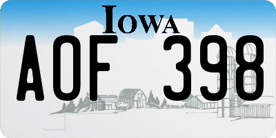 IA license plate AOF398