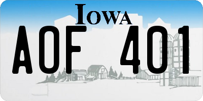 IA license plate AOF401