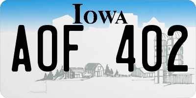 IA license plate AOF402