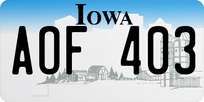 IA license plate AOF403
