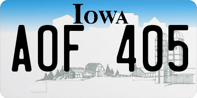 IA license plate AOF405