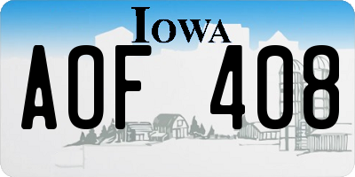 IA license plate AOF408