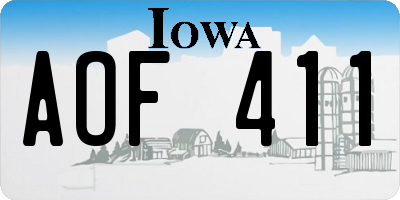 IA license plate AOF411