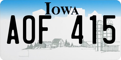 IA license plate AOF415