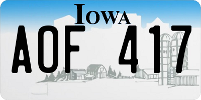 IA license plate AOF417
