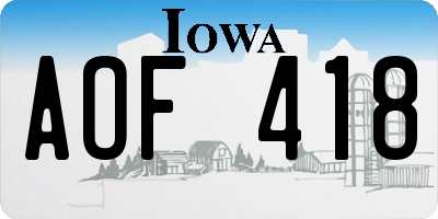 IA license plate AOF418
