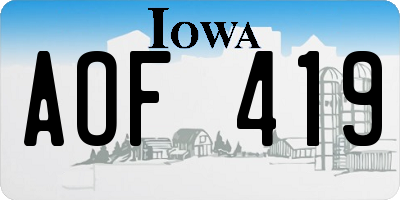 IA license plate AOF419