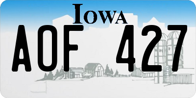 IA license plate AOF427