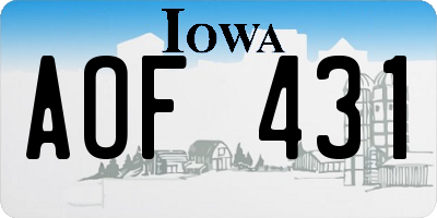 IA license plate AOF431
