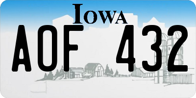 IA license plate AOF432