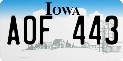 IA license plate AOF443