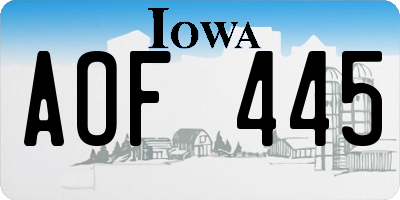 IA license plate AOF445