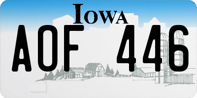 IA license plate AOF446