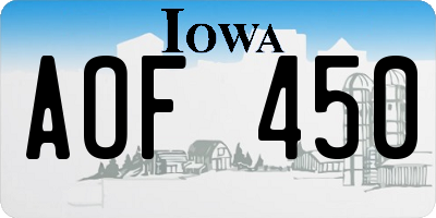IA license plate AOF450