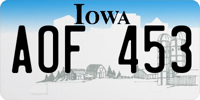 IA license plate AOF453