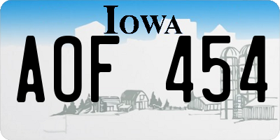 IA license plate AOF454