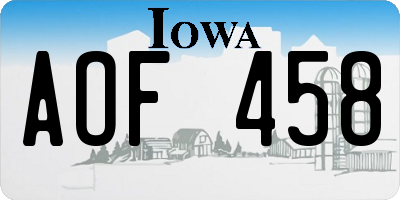 IA license plate AOF458