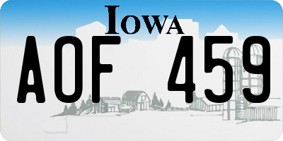 IA license plate AOF459