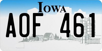 IA license plate AOF461