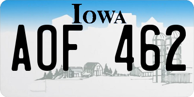 IA license plate AOF462