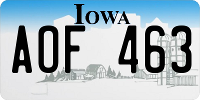 IA license plate AOF463