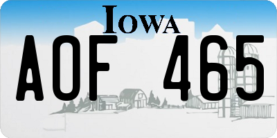 IA license plate AOF465