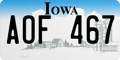 IA license plate AOF467