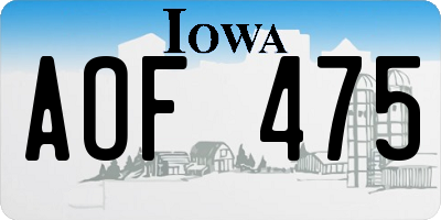 IA license plate AOF475