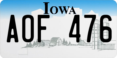 IA license plate AOF476