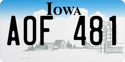 IA license plate AOF481