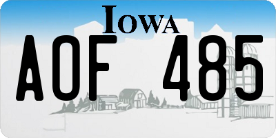 IA license plate AOF485