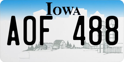 IA license plate AOF488
