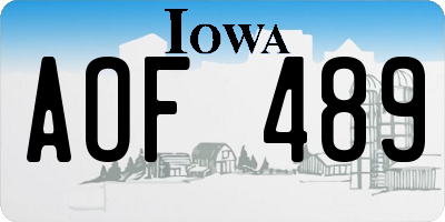 IA license plate AOF489