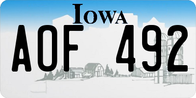 IA license plate AOF492