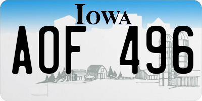 IA license plate AOF496