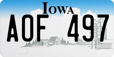 IA license plate AOF497
