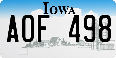 IA license plate AOF498