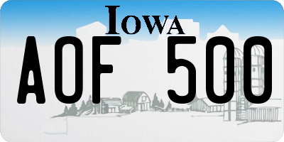 IA license plate AOF500